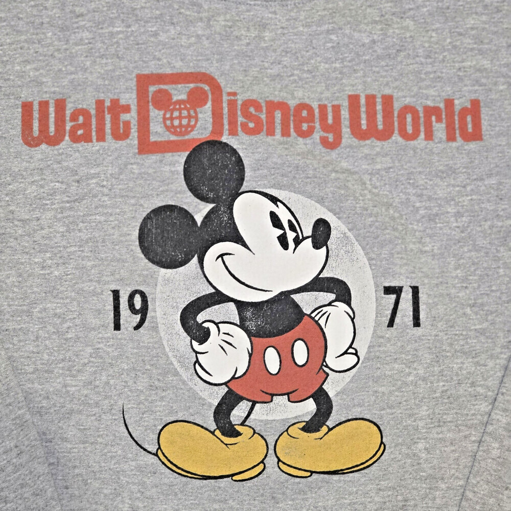 Walt Disney World 1971 Mickey Mouse Gray Sweatshirt Unisex Retro Style Size L - Picture 3 of 7